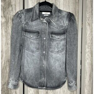 Isabel Marant Denim Shirt Size 34 Brushed Twill Puff Sleeve